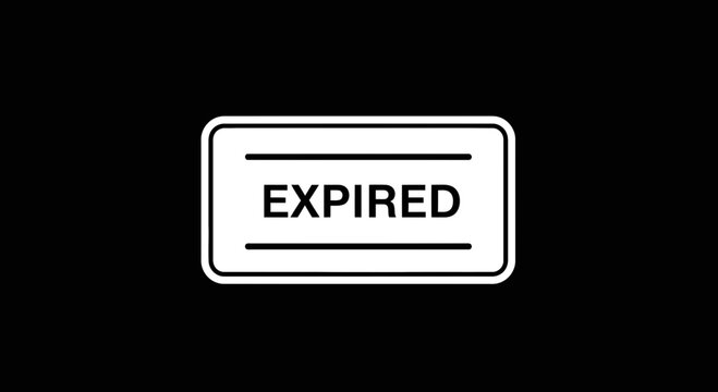 Expired Stamp Icon on Black Background