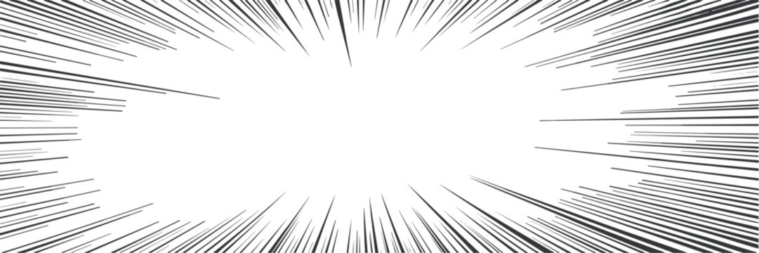 Black Speed Lines Bursting Outward on White Background