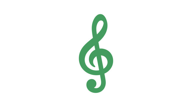 A green treble clef musical symbol on a plain white background.