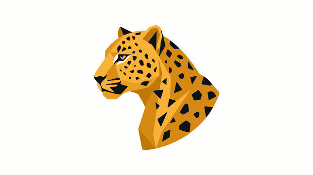 Abstract geometric leopard head profile illustration with big cat wildlife predator geometric abstract illustration