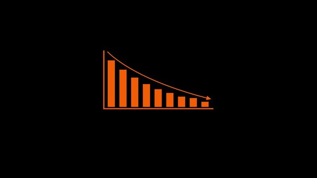Decreasing bar chart animation graph with orange bars and black background chart graph animation animated graph with orange bars