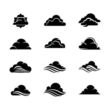 Collection of various cloud icons.
