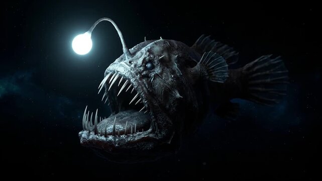Deep Sea Anglerfish Emerges from Shadows in Cosmic Space