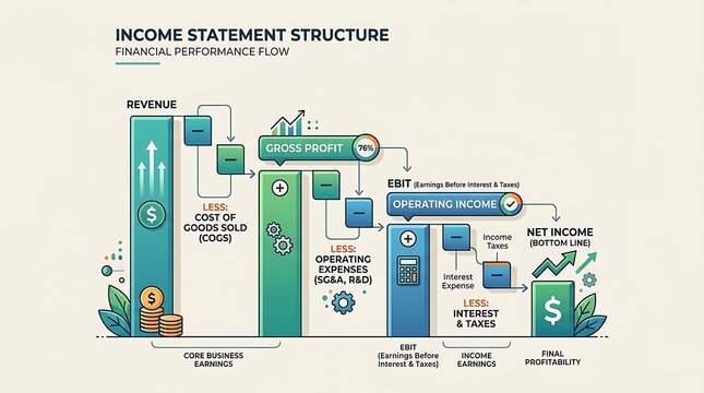 Income statement structure showing financial performance flow