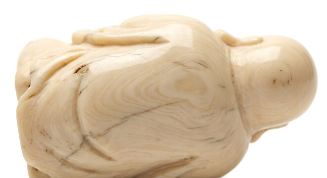 Antique Carved Ivory Netsuke Figurine Isolated on White