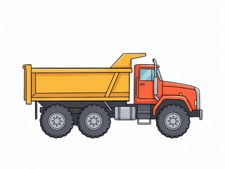 Fototapeta premium Cartoon illustration of a heavy duty orange dump truck