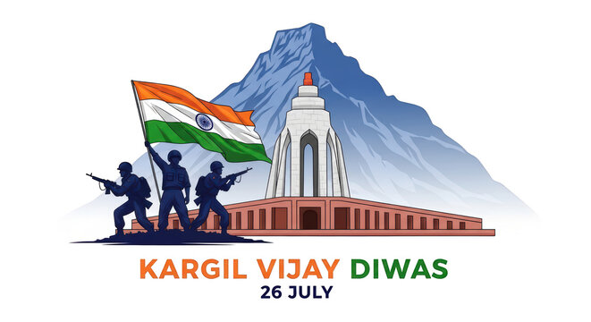 Indian soldiers with national flag.