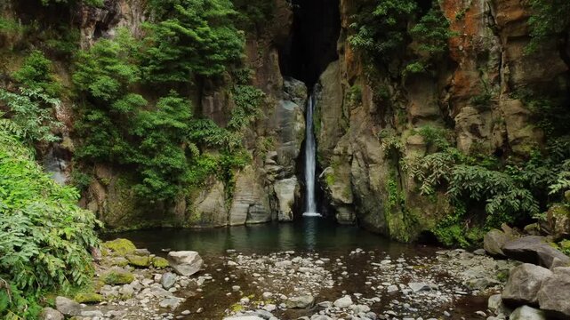 Salto do cabrito waterfall in sao miguel island, azores