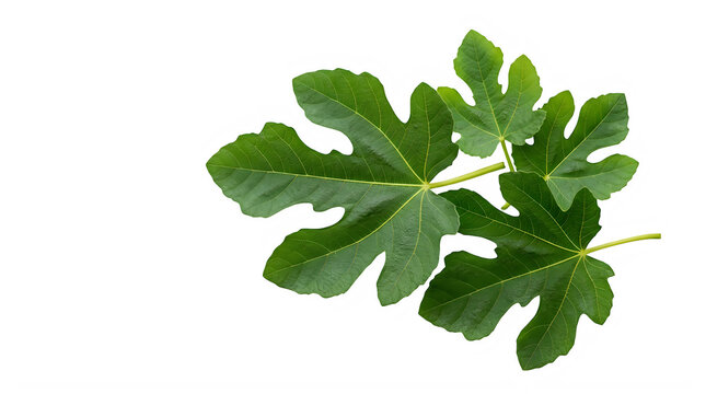 Fresh green fig leaves on a branch