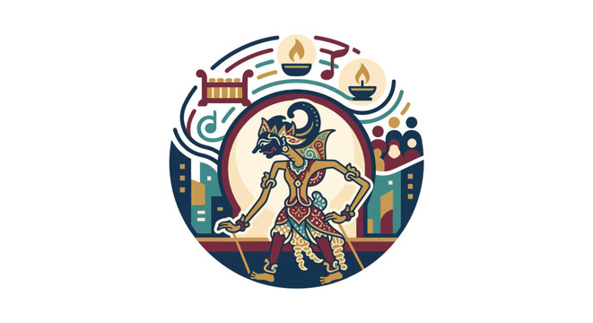 Wayang Kulit Indonesian traditional shadow puppet character