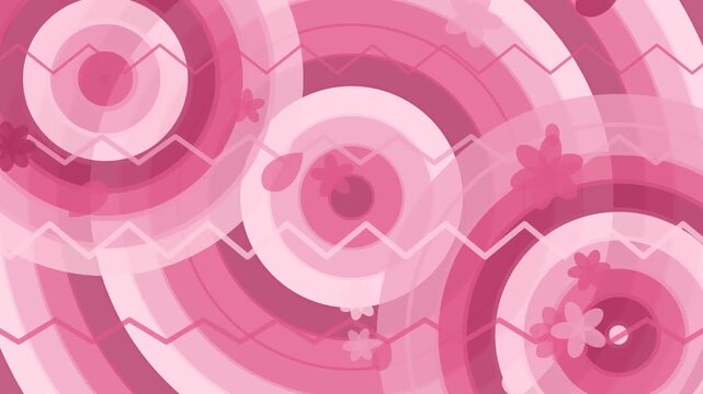 70年代サイケデリックレトロ柄アニメーション　グルーヴィーな波紋と花　モーション背景　フルHD
