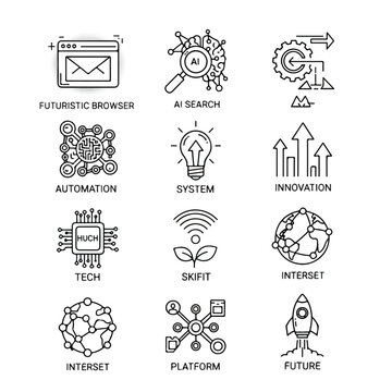 Technology icons for business innovation.