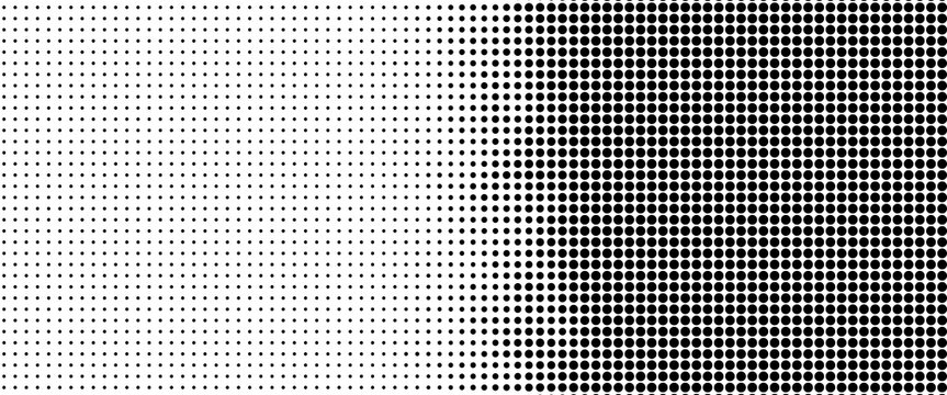 Grunge halftone gradient background. Faded grit noise texture. White and black sand wallpaper. Retro pixelated backdrop. Anime or manga style comic overlay. Vector graphic design textured template