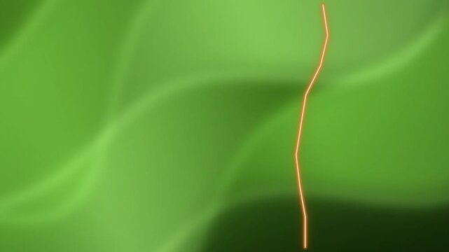 Orange lightning bolt flashing on green wavy background abstract animation
