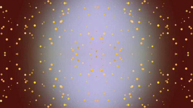 Shimmering golden dots animate on a symmetrical abstract background gradient creating a festive particle effect loop video.