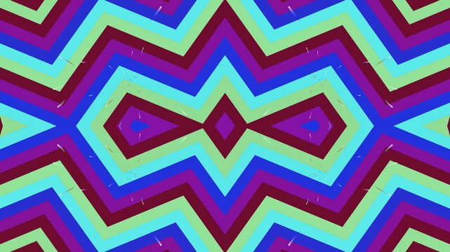 Pulsing circles appear on an abstract geometric zigzag background pattern. Modern animated art.
