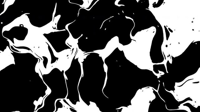 High contrast black white abstract liquid paint motion graphic digital art pattern, textured background 4k.