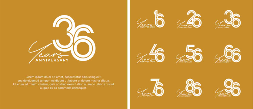 anniversary vector logo set, white color with handwriting can be use for celebration