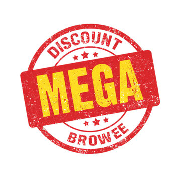 Mega Discount Stamp: A bold, vintage-style stamp announces a Mega Discount, exuding a retro charm and highlighting an exceptional sale opportunity for customers.