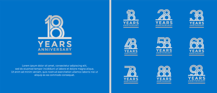 anniversary vector logo set, silver color can be use for celebration