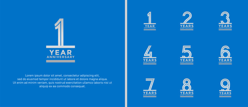 anniversary vector logo set, silver color can be use for celebration