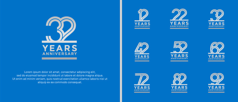 anniversary vector logo set, silver color can be use for celebration