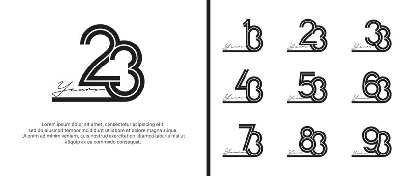 anniversary vector logo set, black color with handwriting can be use for celebration