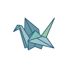 Obraz premium Elegant Origami Paper Crane Bird Vector Illustration in Blue and Teal Tones