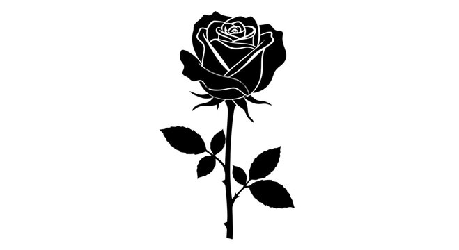 Black Silhouette of a Single Rose.