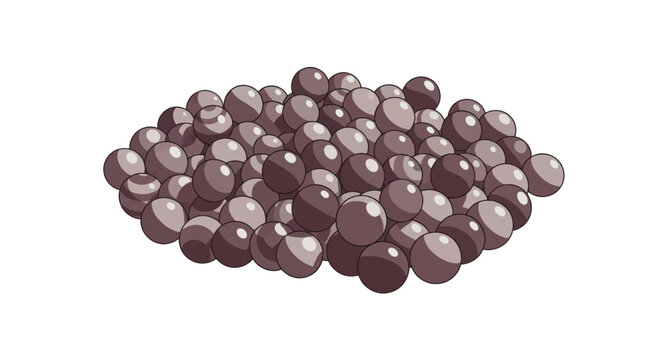 Brown tapioca boba pearls illustration isolated on white background