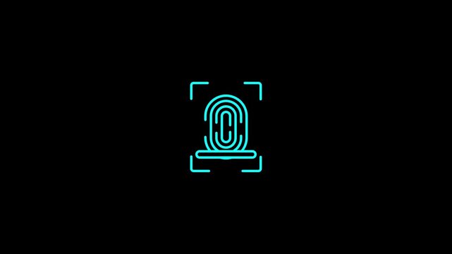 A premium outline animated icon of fingerprint scan security.