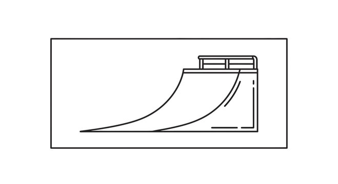 Skatepark Ramp Illustration: Half Pipe for Extreme Sports and Recreation