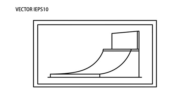 Skatepark Ramp, Half Pipe, Extreme Sports Equipment, Vector Illustration