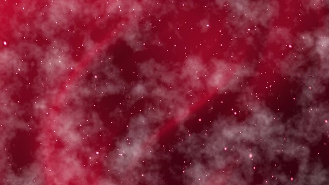 Bright starry sky with red nebula, cosmic clouds, galaxy, interstellar space, and stellar dust. Suitable for astronomy concepts.