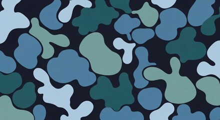 Naklejka premium A vibrant abstract pattern of blue and green shapes on a dark background