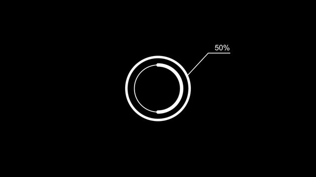 Loading icon red color animation 50% circle.Animated spinning load icon with alpha layer transparent black background.