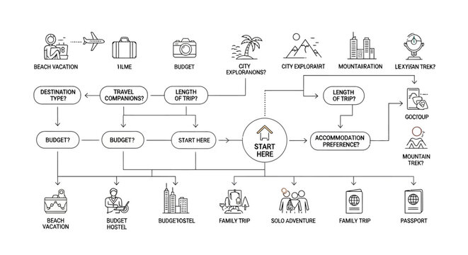 Flowchart for planning your next travel adventure.