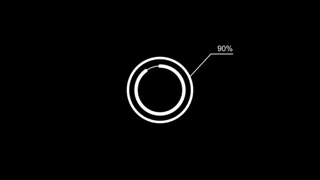 Loading icon red color animation 90% circle.Animated spinning load icon with alpha layer transparent black background.