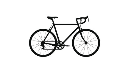 Fototapeta premium Black Road Bike Illustration Side View.