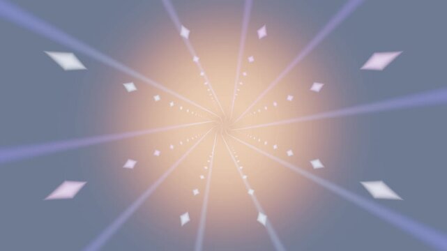 Motion graphics create a spiral effect with light and shapes