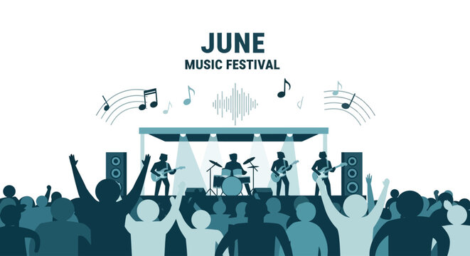 Live Band Performance At Music Festival On Stage.
