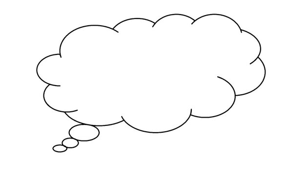 Simple thought bubble doodle icon isolated on white.