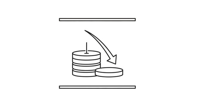 Stack of Coins Falling Down, Financial Loss Concept