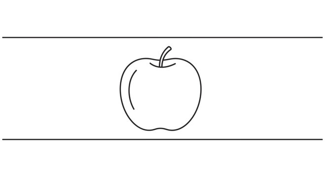 Simple Line Art Apple Icon on White Background