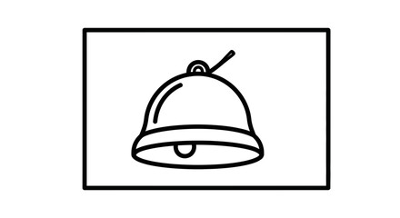 Fototapeta premium Simple Line Art Icon of a Bell with Clapper, Isolated on White Background