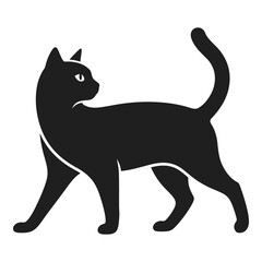 Black cat silhouette walking isolated on white background side view icon © designer_hubs