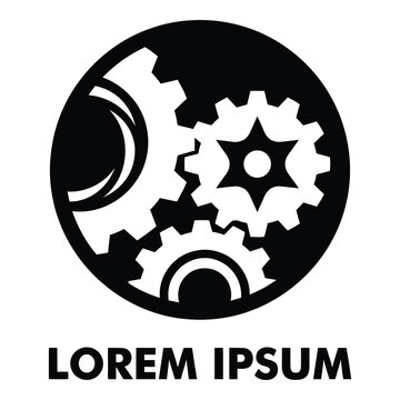 Gears and cogs mechanism icon with Lorem Ipsum text icon