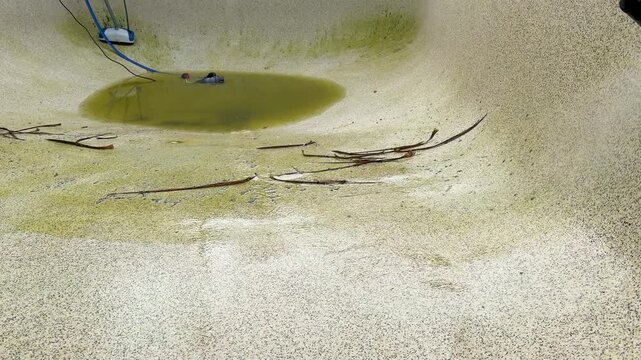 High Pressure Water Blast Cleaning Dirty Concrete Swimming Pool Surface