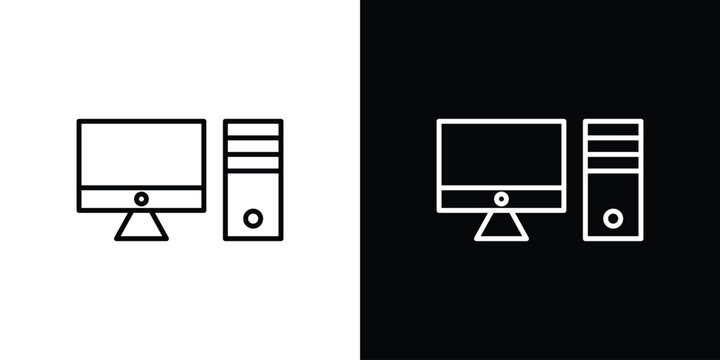 Desktop computer icon for web or mobile apps. EPS10