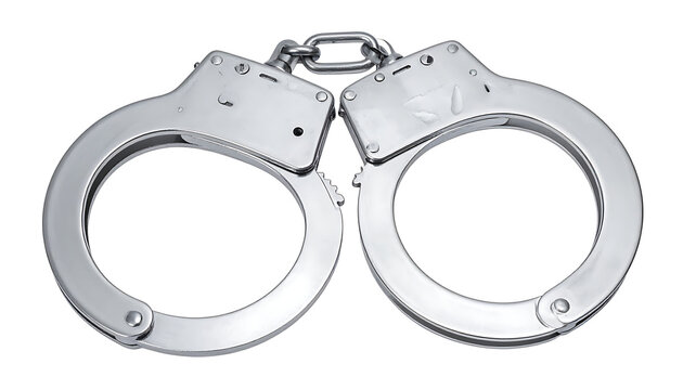 Pair of professional silver metal handcuffs for law enforcement and security use.